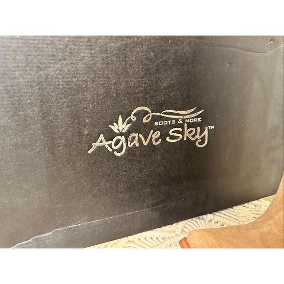 Agave Sky Tan Knee High Heeled Western Leather Boots Size 7 New - Picture 2 of 7